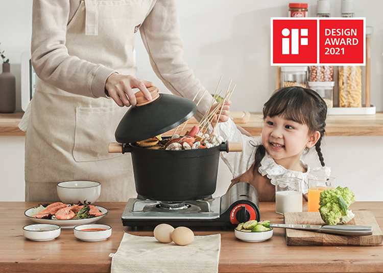 悅味，是一家勇於創新的廚具品牌，20 多年來專注於廚具的研發與創新，致力於家庭廚具的人性化設計。旗下「元木系列」、「元石砂鍋」分別獲得 2017 年及 2021 年 iF 設計獎，而在 iF 設計商店（成都）開售以來，也獲得眾多設計之友的喜愛。